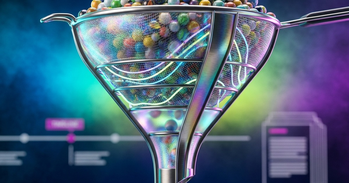 Fundraising funnel showing investor outreach narrowing from list to meetings to term sheet